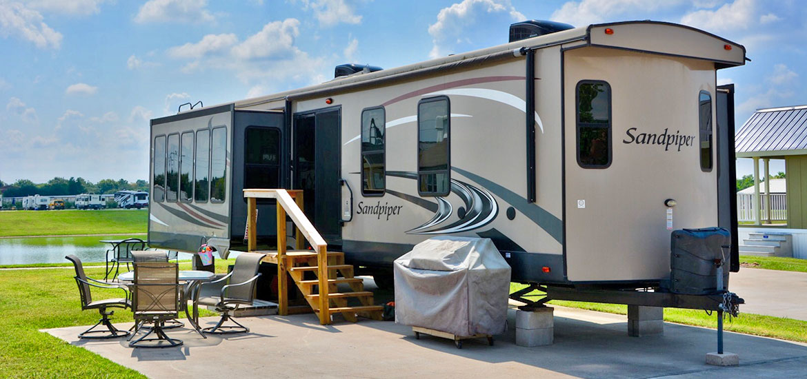 Trailer Site with Patio at Katy Lake RV Resort